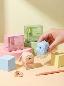 POKOJA LAND 1/5pcs Hand Cranked Pencil Sharpener, Battery Free, Four Color Options, 5-Level Adjustable Pen Tip, ABS Material, Suitable For Students, Families, And Offices, Can Be Used For Birthday Gifts, Back To School Gifts, Etc. - Multicolor - View 1