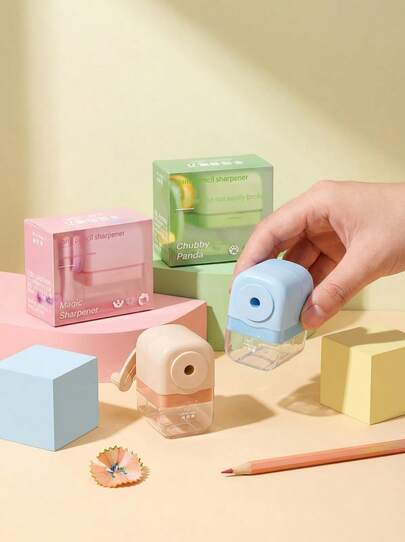 POKOJA LAND 1/5 Stück handkurbelbetriebener Bleistiftspitzer, batteriefrei, vier Farboptionen, 5-stufig einstellbare Stiftspitze, aus ABS-Material, geeignet für Studenten, Familien und Büros, kann als Geburtstagsgeschenk, Einschulungsgeschenk usw. verwendet werden.