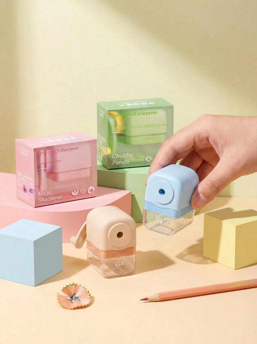 POKOJA LAND 1/5pcs Hand Cranked Pencil Sharpener, Battery Free, Four Color Options, 5-Level Adjustable Pen Tip, ABS Material, Suitable For Students, Families, And Offices, Can Be Used For Birthday Gifts, Back To School Gifts, Etc. - Multicolor - View 1