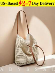 Large Capacity Handmade Woven Straw Bag For Women, 2026 New Beach Holiday Shoulder Tote Bag, Commuter Friendly , Summer,2026 New Summer Woven Tote Bag For Women, Minimalist Hollow Out Straw Bag,New Woven Bag For Women, Lazy Style Large Capacity Crossbody Shoulder Handbag, Lazy Versatile Shoulder Bag For Vacation, New Arrival Women's Large Capacity Crochet Tote Bag - Summer Beach Vacation Open Weave Straw Bag - Boho Shoulder Crossbody Travel Tote For Shopping,Large Capacity Lazy Style Shoulder Bag, Versatile For Beach Vacation, Commute & Travel, Cute Small Fresh Niche Design,Dating,Gift For Girlfriend, Valentine's Day Gift,[US Local Warehouse] - 彩色 - 查看 15