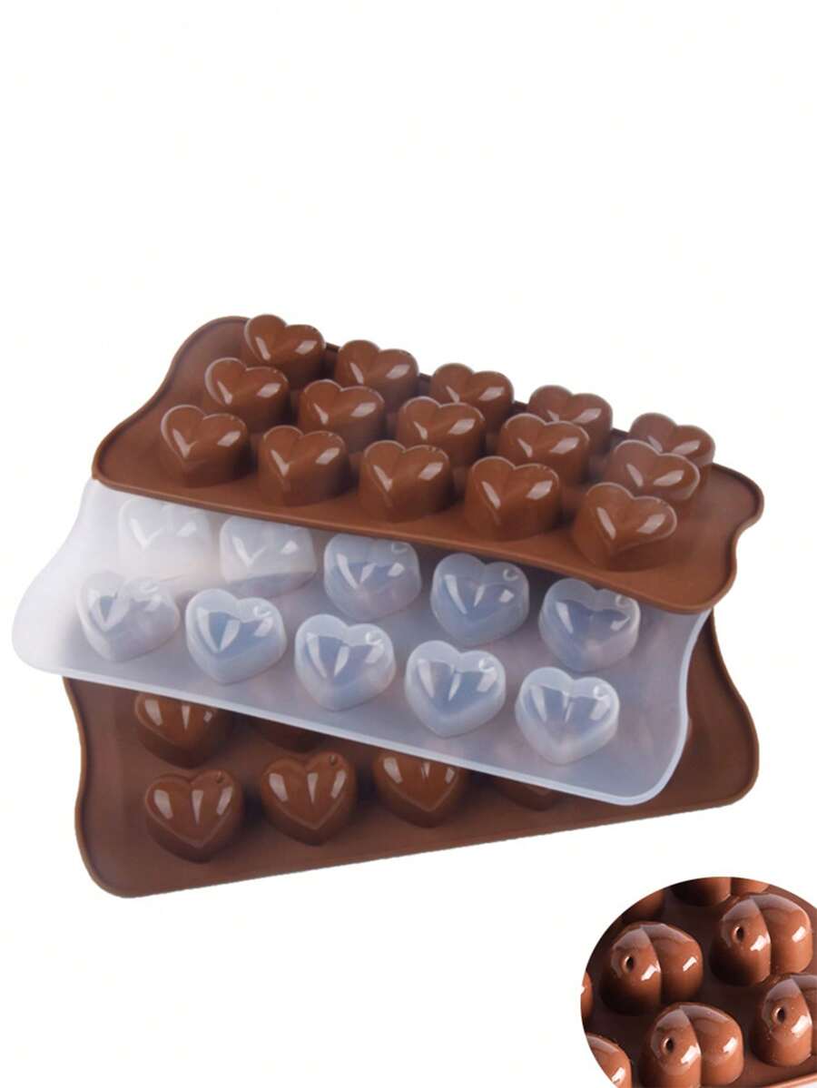 1 khuôn silicon hình trái tim 15 ngăn dùng làm sôcôla, bánh quy, kẹo, khuôn nướng bánh, khay làm đá viên silicon, khuôn đúc nhựa. - Xem 1