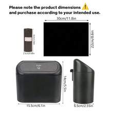 1 pieza Papelera mini negra para coche con tapa, de material ABS a prueba de fugas, con 30 bolsas de basura desechables, diseño colgante para la puerta del coche, universal para vehículo, oficina, dormitorio y uso doméstico, organizador compacto y ahorra espacio, accesorio esencial de almacenamiento interior para automóvil - A - Ver 10
