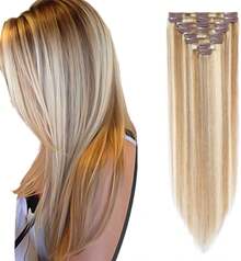Extensiones de Cabello Humano con Clip Rich Choices, 8 Piezas, 20cmExtensiones de Cabello Humano con Clip, Invisibles, Color Rubio 12/613, Remy, Sedoso, Liso, Natural - Tramas Delgadas - #2 Marrón oscuro - Ver 8