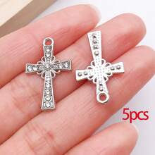 5/30颗水钻合金十字架吊坠，水晶金色流苏，适用于DIY项链、耳环、手链等工艺品制作 - 彩色 - 查看 22