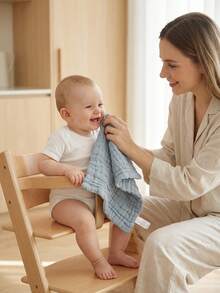TDHD Bộ 5 chiếc khăn tay bằng vải gạc cotton mềm mại, 6 lớp, màu trơn đơn giản cho trẻ sơ sinh và trẻ nhỏ, có thể giặt được, đa năng sử dụng hàng ngày tại nhà. - Màu xanh bụi bặm - Xem 5
