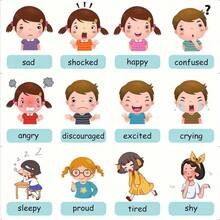 Una colección de 12 tarjetas de vocabulario en inglés emocional diseñadas para el entrenamiento interactivo de la memoria, con ilustraciones vibrantes. Perfecto para Navidad, Halloween y otras reuniones festivas - Multicolor - Ver 8