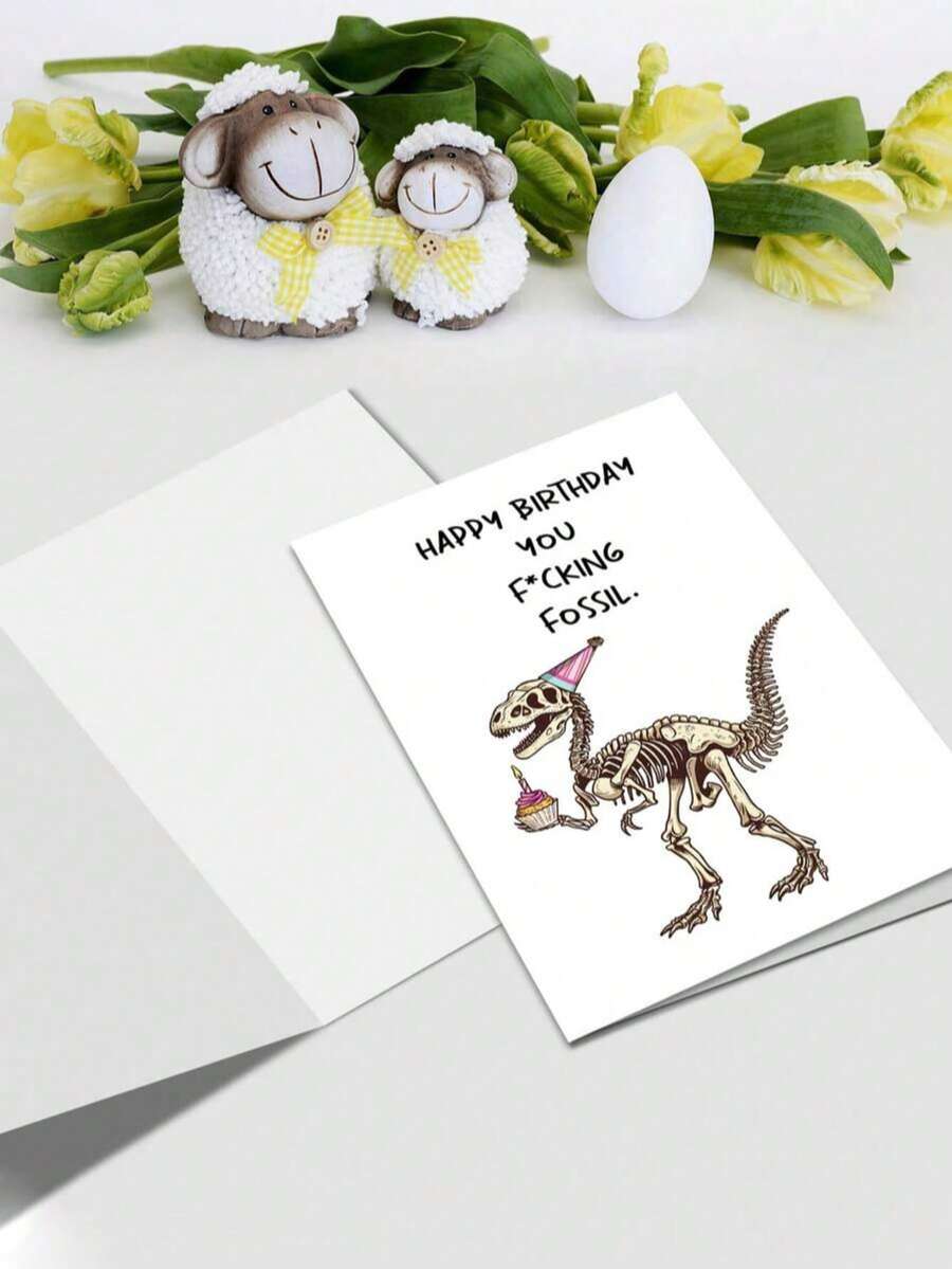 1张恐龙主题生日贺卡，幽默讽刺，内页空白，男女通用，适合成人…… - A - 查看 1