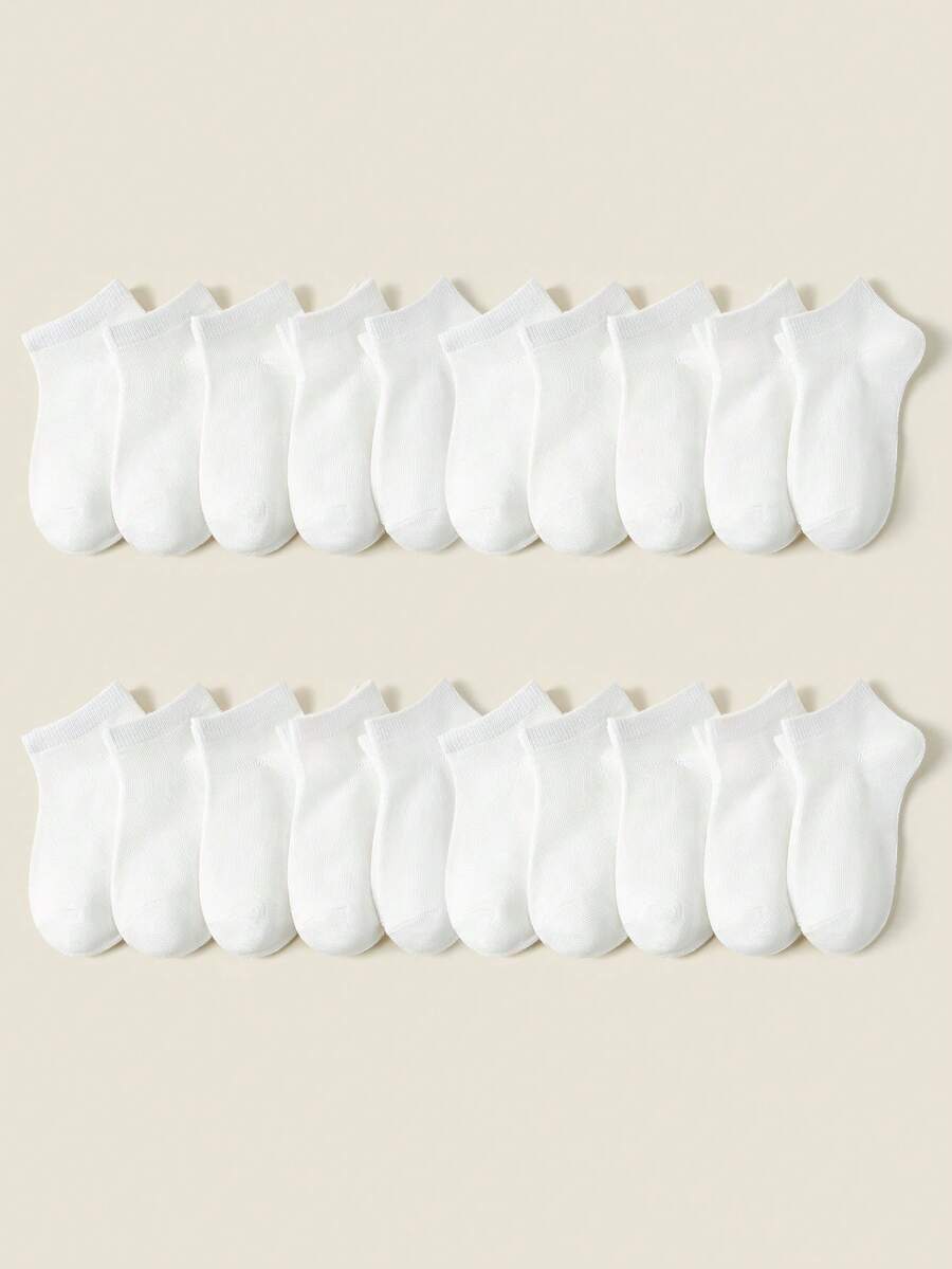 5/20 đôi tất trẻ em, tất ngắn màu trơn, kiểu dáng cổ điển tối giản, mềm mại, thoáng khí, thân thiện với da, đa năng, phù hợp cho sinh hoạt hàng ngày, kỳ nghỉ, du lịch, đi học, trường học, thể thao, lớp học, học kỳ mới, học sinh, mùa tựu trường. - trắng - Xem 1