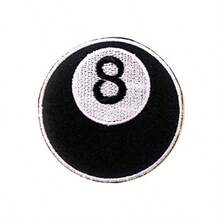 TH Eight 8 Ball Billiards Pool Emblem Badge Patch Biker Motorcycle Logo Patches Sew Iron On Embroidered Applique Badge Sign Patch Clothing Costume - Black - View 3