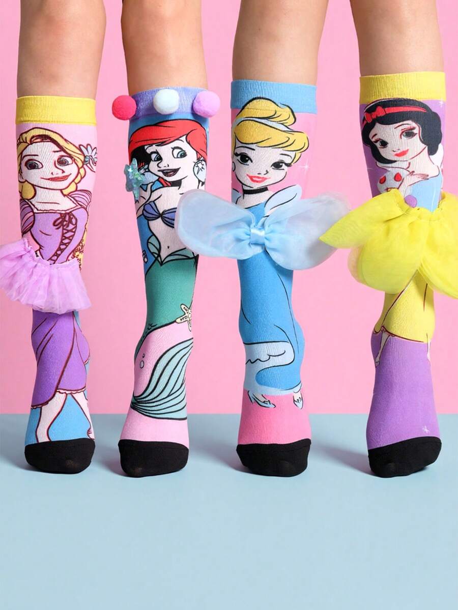 Disney Cute 3D  Princess Series Children's Over-The-Knee Socks, Fashionable  & Mermaid Princess Children's Long Socks, Party Gifts, Quality Gifts, Back To School Season, Fun & Fashionable  Princess Fans  Princess Leg Warmers - Multicolor - View 1