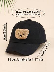 1入兒童中性泰迪熊棒球帽，可調節帶，透氣，輕便，柔軟，簡約，可愛又有趣，適合日常穿著、度假、戶外活動、遠足、遊戲、禮物 - 黑色 - 查看 4