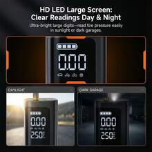 Tire Inflator Portable Air Compressor, 150 PSI Cordless Smart Air Pump With LED Light & Digital Pressure Gauge, Built-In 7.4V 1500MAH. Includes Multiple Inflation Accessories. Suitable For Cars/Motorcycles/Balls/Air Mattresses. - Black - View 4
