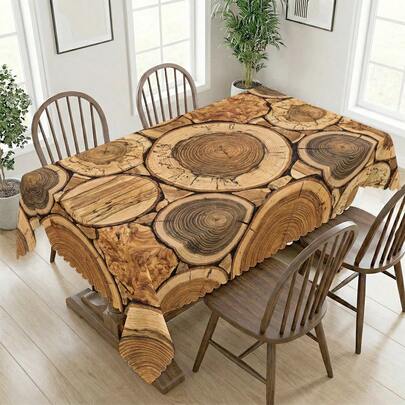 1pc Wood Grain Texture Printed Tablecloth, Suitable For Holidays, Parties, Birthdays, Dinners, Restaurant Table Decor, All Seasons, Home Decor