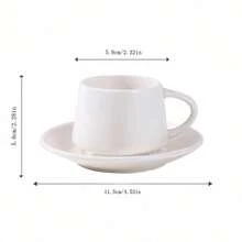INS Style Cup & Saucer Set, Suitable For Drinking Espresso And Turkish Coffee, Also Suitable For Tea Tasting, Gifting, And Creative Home Decor, 90ml/3.16oz - G - View 2