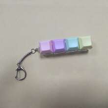 1pc Four-Key Keyboard Switch Demo Unit; Macaron-Colored Stress-Relieving Keychain; A Fingertip Stress-Relieving Toy That Serves As A Personalized Accessory, Paired With A Backpack Or Keychain To Showcase A Sense Of Technology And Niche Aesthetics, Becoming A Highlight Of Your Outfit. - 彩色 - 查看 4