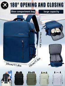 女士功能性背包，商务大容量旅行背包，女士通勤电脑背包，学院风简约背包，带独立鞋仓的运动健身背包 - 彩色 - 查看 1