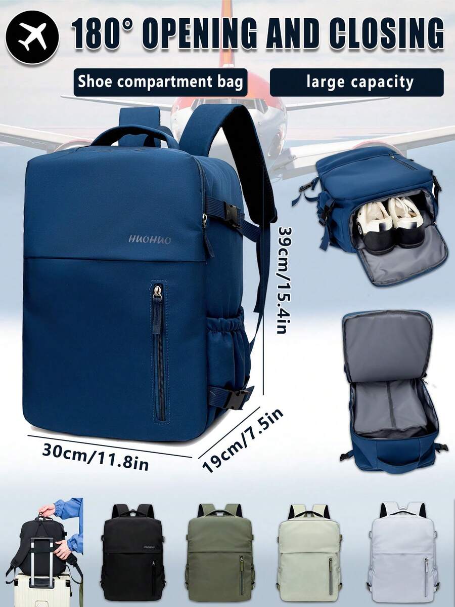 女士功能性背包，商务大容量旅行背包，女士通勤电脑背包，学院风简约背包，带独立鞋仓的运动健身背包 - 彩色 - 查看 1