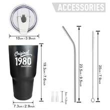 30oz Stainless Steel Tumbler Black White Options,  Original 1980 Limited Edition Graphic Cups, Insulated Travel Coffee Mug With Lid And Straw , Double Wall Vacuum Reusable Travel Cups, Funny Birthday Party Gift For Women & Men - 黑色 - 查看 3