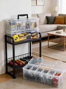 Multi-Functional Metal Tool Box, Tool And Parts Storage Box, Multi-Compartment Portable Transparent Tool Storage Box, Household Screwdriver Wrench Hardware Accessories Storage Box, Toy Storage Box, Portable Divided Storage Box - Multicolor - View 6
