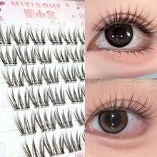 MIXIAOHE 36 Clusters Brown Cute Rabbit Eye Self‑Adhesive Lash Clusters, C Curl, Korean & Japanese Style, Natural & Fluffy, 10‑13mm, Beginner Friendly - C - View 2