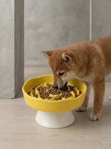 PETSIN Ceramic Slow Feeder Bowl, Elevated Cat Bowl For Neck Protection, Anti-Tipping, Pet Food Bowl - Multicolor - View 2