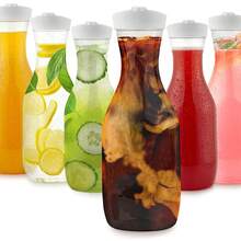 1pc Plastic Juice Pitcher With Lid, Suitable For Mimosa Cocktail Bar, Covered Beverage Pitcher, Water Bottle, Milk Container, Transparent Drink Container (Refrigerator ), Food Storage, Square Water Pitcher, Bar & Restaurant Supplies - Clear - View 4