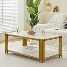 Coffee Tables - Gold+White + MDF+Metal - View 6