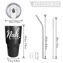 30oz Stainless Steel Tumbler Black White Options,  Nah I'm Good Graphic Cups, Insulated Travel Coffee Mug With Lid And Straw , Double Wall Vacuum Reusable Travel Cups, Funny Birthday Party Gift For Women & Men - 黑色 - 查看 3