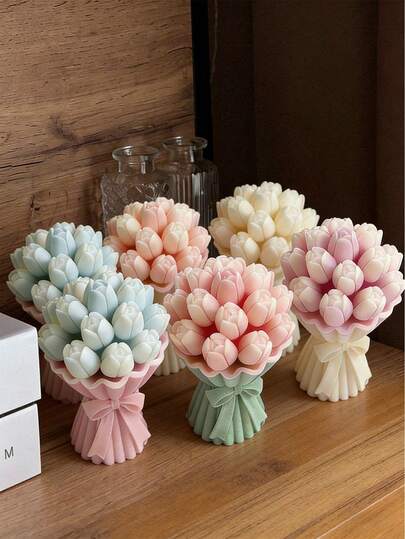 Tulip Flower Bouquet Silicone Mold | DIY Scented Candle Gypsum Decor, 3D Floral Craft, Handmade Gift Tool, Gentle Floral Vibe, Healing Handcraft Essential, 3D Relief, Beginner-Friendly Craft Material