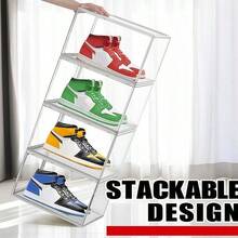 Bộ 1/2/3 hộp đựng giày từ tính trong suốt, mở phía trước, chất liệu PET dày, chống bụi và chống ẩm, có thể xếp chồng lên nhau, thích hợp cho tủ quần áo, hành lang, phòng ngủ để đựng giày thể thao, giày cao gót, bốt, túi xách, dung tích lớn, chắc chắn, kiểu dáng hiện đại và tiện dụng. - Trong sáng - Xem 12
