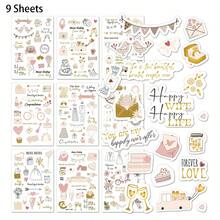 1/4/9pcs Wedding Stickers For Photo Album Making, Wedding Album Stickers, Waterproof Stickers, Suitable For Engagement Party, Wedding Anniversary And Other Wedding Planning Decorations - A - View 9
