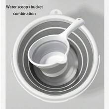 Multipurpose Bucket, Collapsible Laundry Basket, Cleaning Bucket, Portable Handled Bucket, Long Handle Scoop, Collapsible Scoop, Long Handle Style, Outdoor Bucket, Suitable For Bathroom, Laundry Room, Dorm, Home, Cleaning And Organizing - Multicolor - View 2