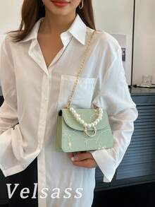 Fashion Chain Handbag Floral Shell Crossbody Bag Women Shoulder Bag , Green - màu xanh lá - Xem 7