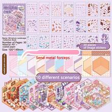 30-Page Mini Scene Sticker Collection Album, 20pcs Decorative Stickers + 10pcs Scene Cards, PET DIY Stickers Suitable For Diary And Photo Album - one-size - View 13