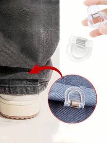 4pcs Pants Leg Shortener Clips With Invisible Fixation, Prevent Pants Sliding Down, Hidden Leg Closure Device Seamless, Suitable For Jeans And Trousers, Waterproof, Portable, Durable - 4 Transparent Pieces - View 2