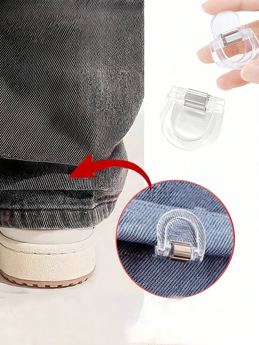 4pcs Pants Leg Shortener Clips With Invisible Fixation, Prevent Pants Sliding Down, Hidden Leg Closure Device Seamless, Suitable For Jeans And Trousers, Waterproof, Portable, Durable