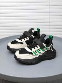 1 Pair Kids Sports Shoes, Boys & Girls, Comfortable Soft Breathable Versatile Lightweight Easy On/Off, Suitable For Indoor/Outdoor, Fashionable Casual Sneakers, New Arrival - Black - View 3