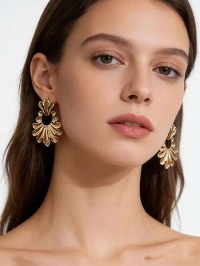 Asymmetrical Exaggerated Fashion Earrings, Vintage Unique Design Earrings For Women