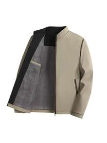 Lightweight High Neck Jacket For Dad | Loose And Comfortable Fit, New Spring/Autumn Collection - Khaki - View 3