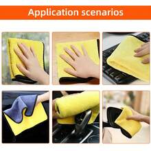 1/3/5/10 piezas Toallas de fibra ultra fina, súper absorbentes, de 30x30cm para detalles de lavado de autos, eliminación de cera, pulido y secado. Toallas de limpieza multiusos y reforzadas de color amarillo para accesorios de automóvil - A - Ver 3