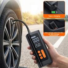 Tire Inflator Portable Air Compressor, 150 PSI Cordless Smart Air Pump With LED Light & Digital Pressure Gauge, Built-In 7.4V 1500MAH. Includes Multiple Inflation Accessories. Suitable For Cars/Motorcycles/Balls/Air Mattresses. - Black - View 9