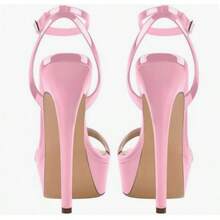 Platform Stiletto High Heels For Women, Round Open Toe Ankle Strap Sexy Heeled Sandals For Wedding Party Dress - Pink - View 3