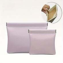 Set de 2 bolsas organizadoras con cremallera de color púrpura (púrpura claro), con cremallera dorada, diseño de múltiples compartimentos para guardar lápiz labial, auriculares, cosméticos y cables, adecuado para viajes - Multicolor - Ver 4