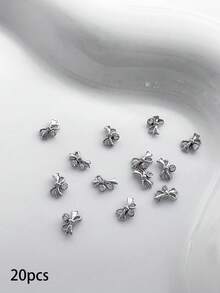 20pcs Nail Charms Nails, Nail Supplies, Mini Bow, Gold, Silver And White, Rhinestone-Encrusted Faux Pearl Nail Charms, French Style, Light Luxury, Metal Nail Supplies, Suitable For Travel, Music Festivals, And Celebrations; Shiny White Rhinestone Nail Gems, Suitable For Multi-Functional DIY Accessories. - Multicolor - View 9