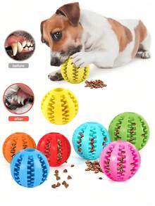 Durable Rubber Dog Chew Ball Toy, Can Clean Dog's Teeth. This Is A Dual-Purpose Toy That Can Hold Treats, Providing Different Fun Experiences For Dogs. - Multicolor - View 3