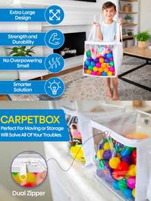 2 Stück/1 Stück große Spielzeug Aufbewahrungstasche mit transparentem Deckel und Griff, faltbare transparente PVC Würfel Organizer Box geeignet für Magnetfliesen, Puppen, Kleidung, Bücher - Verschiedenfarbig - Übersicht 2