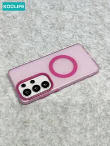 Koolife 1pc Candy Color Magnetic Phone Case, Translucent Matte, PC+TPU, Independent Buttons, Color Block Design, Large Camera Lens Frame, Anti-Slip Shockproof Protective Cover, Compatible With Samsung S23/S23plus/S23Ultra/S23PE/S24/S24plus/S24Ultra/S24PE/S25Ultra/S25plus/S25/C55/A56/A55/A36/A35/A26/A25 - Hot Pink - View 5