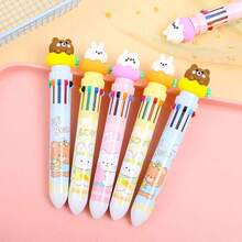 Kit 3 Canetas 10 Cores Coelho Animais Páscoa Papelaria Escolar - Caneta 10 Cores - Visão 4