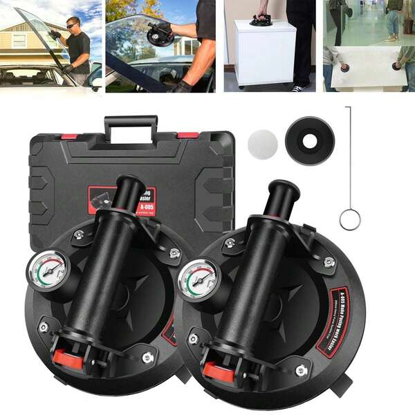 2x 8" Vacuum Suction Cup For Glass Tile Strong 400kg Bearing Pads Lifter Sucker