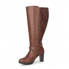 Women Wide Fit Boots & Booties - Mocha Brown - View 5